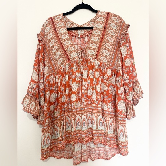 Free People Moonlight Dance Printed Tunic Top Size XS 100% Viscose boho indie - Picture 1 of 4